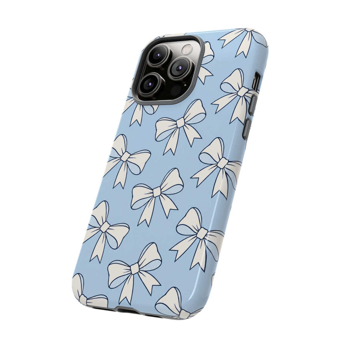 Chic Powder Blue Bow Pattern Phone Case