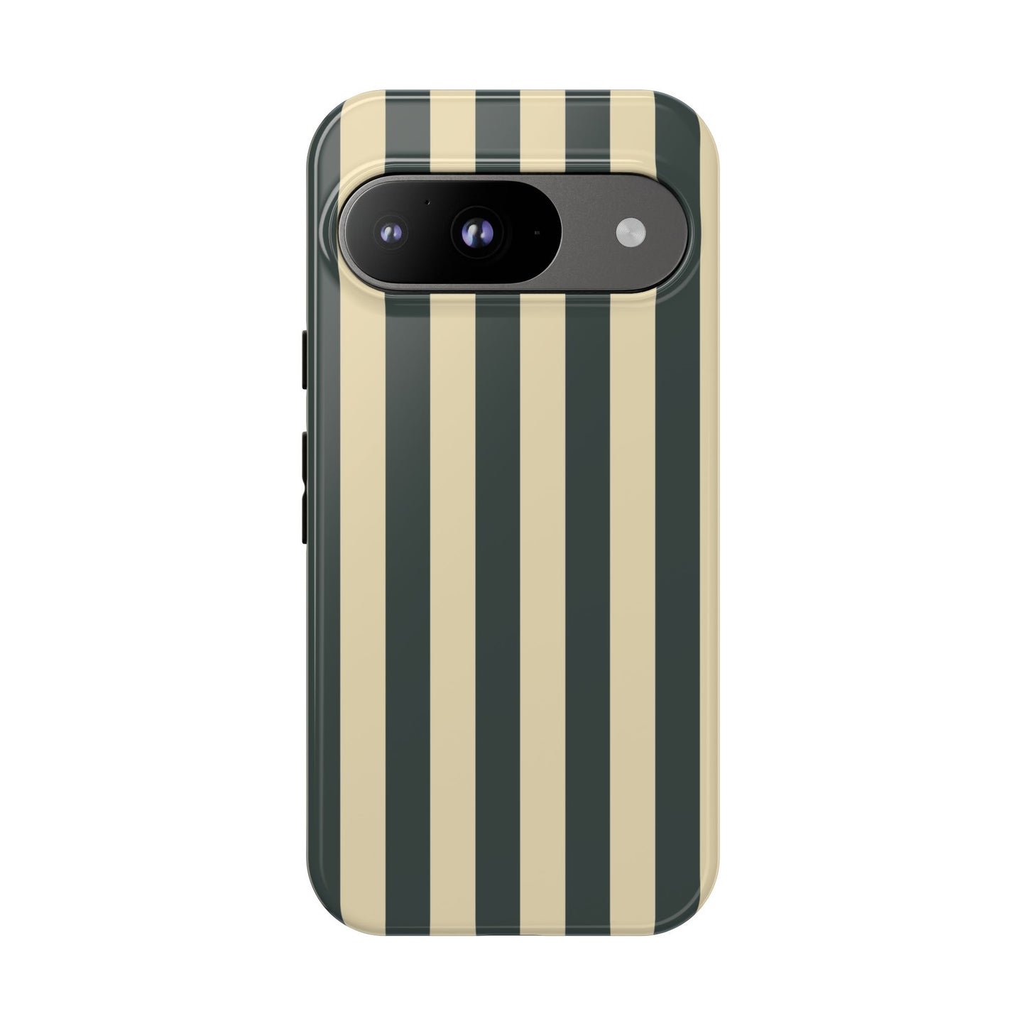 Google Pixel 9 / Glossy Phone Case - ’Green & Beige Stripe Pattern’ Phone Case