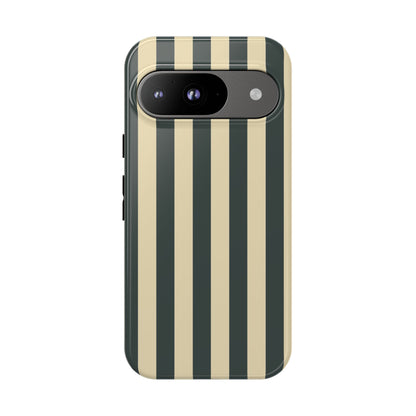 Google Pixel 9 / Glossy Phone Case - ’Green & Beige Stripe Pattern’ Phone Case