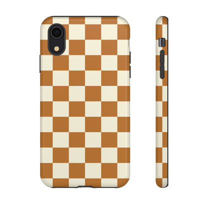 Orange & White Checked Pattern Phone Case - Orange Phone Case - iPhone XR / Glossy