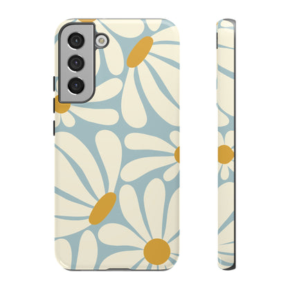 Retro Light Blue Daisy Pattern Phone Case - Blue Phone Case - Samsung Galaxy S22 Plus / Glossy