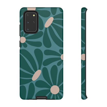 Retro Turquoise Daisy Pattern Phone Case - Green Phone Case - Samsung Galaxy S20+ / Glossy