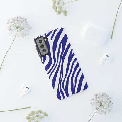Modern Electric Blue Zebra Print Phone Case