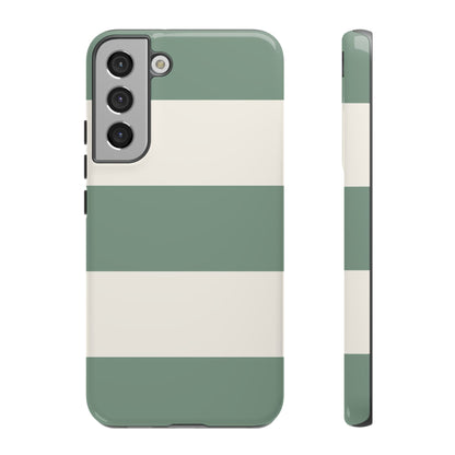 Samsung Galaxy S22 Plus / Glossy Phone Case - Green & White Horizontal Stripe Pattern Phone Case