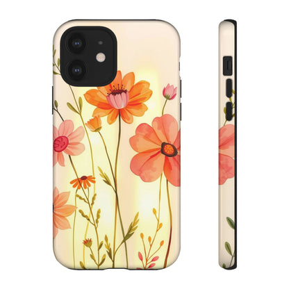iPhone 12 / Glossy Phone Case - Watercolour Bunch of Wildflowers Design Phone Case