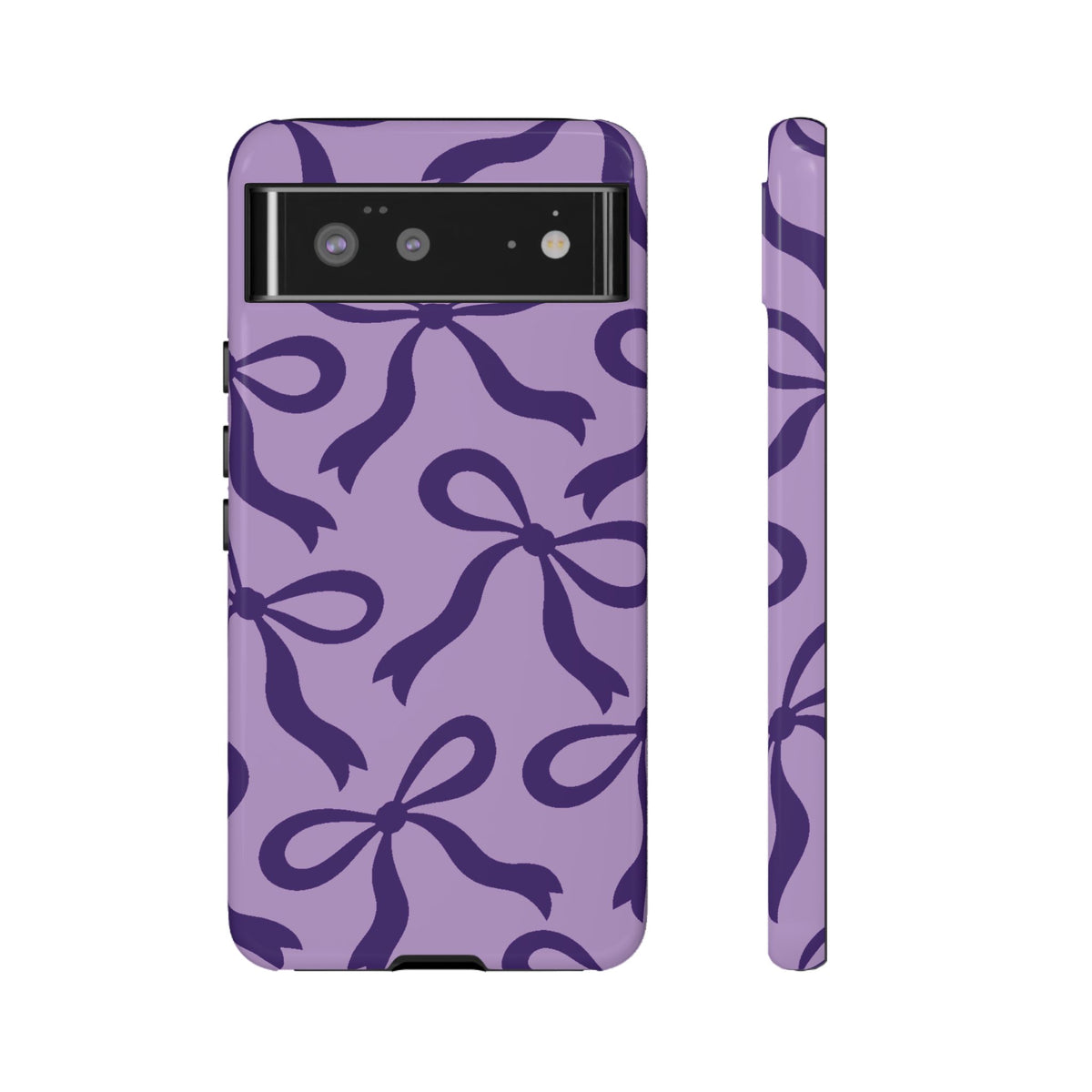 Bold Lilac and Deep Purple Bow Pattern Phone Case - Purple Phone Case - Google Pixel 6 / Glossy
