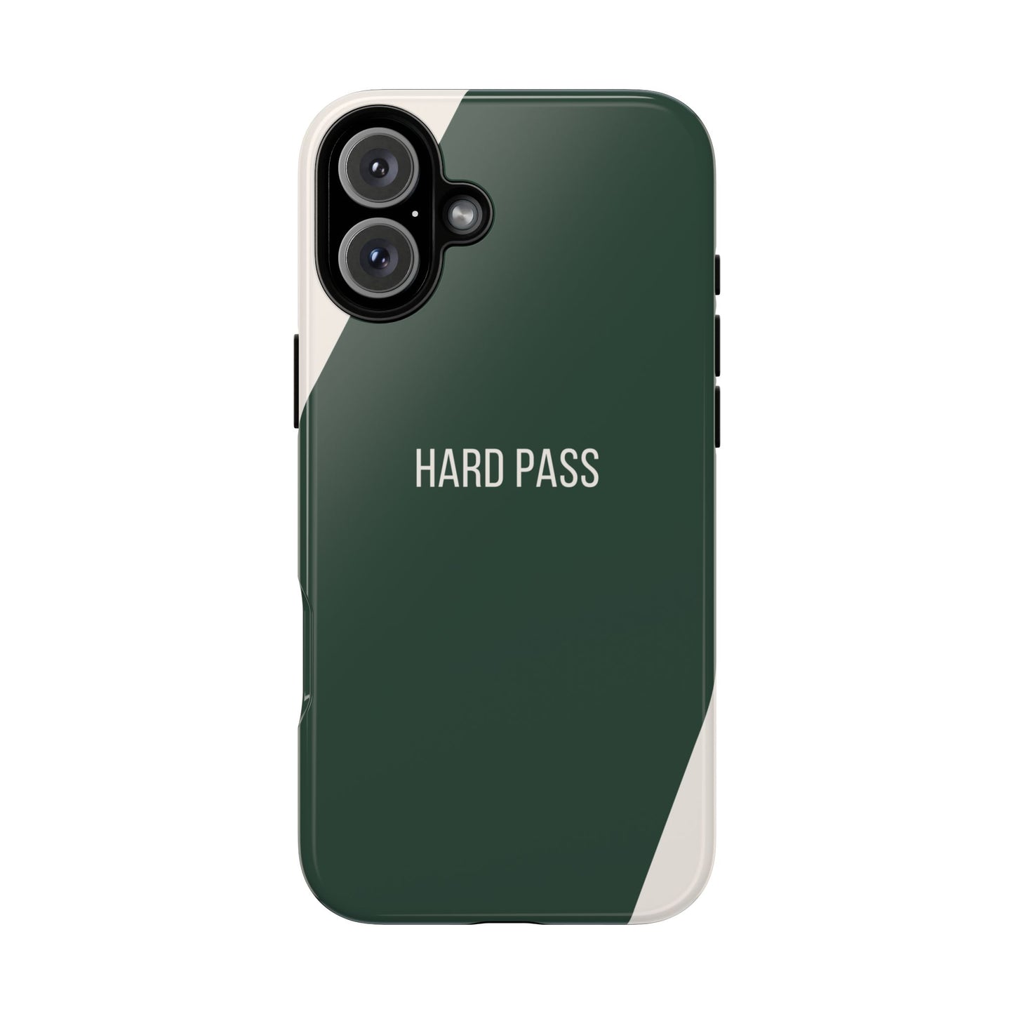 iPhone 16 Plus / Glossy Phone Case - Sassy Statement Case ’Hard Pass’ in Green & White
