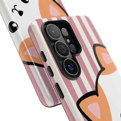Playful Peakaboo Cat with Pink Stripe Pattern Phone Case - Pink Phone Case