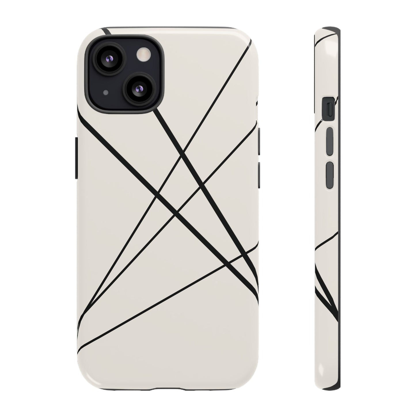 iPhone 13 / Glossy Phone Case - Abstract White with Black Lines Phone Case
