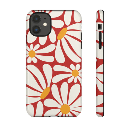 Retro Red Daisy Pattern Phone Case - Red Phone Case - iPhone 11 / Glossy