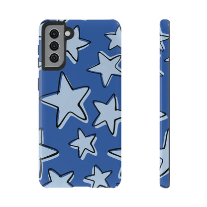 Cobalt Blue Doodle Star Phone Case