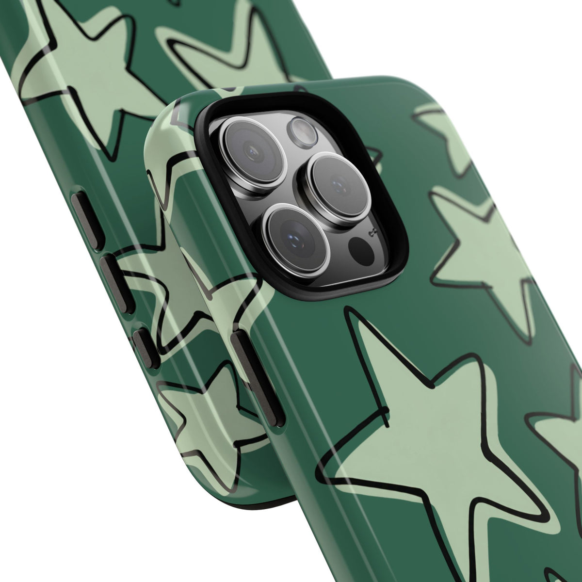 Forest Green Doodle Star Phone Case