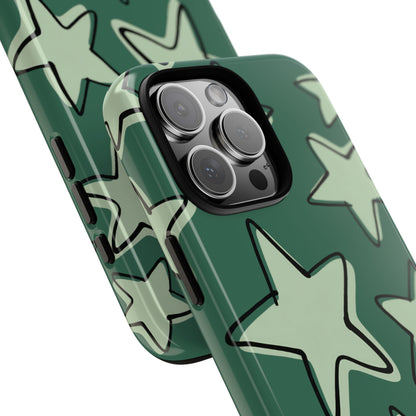 Forest Green Doodle Star Phone Case