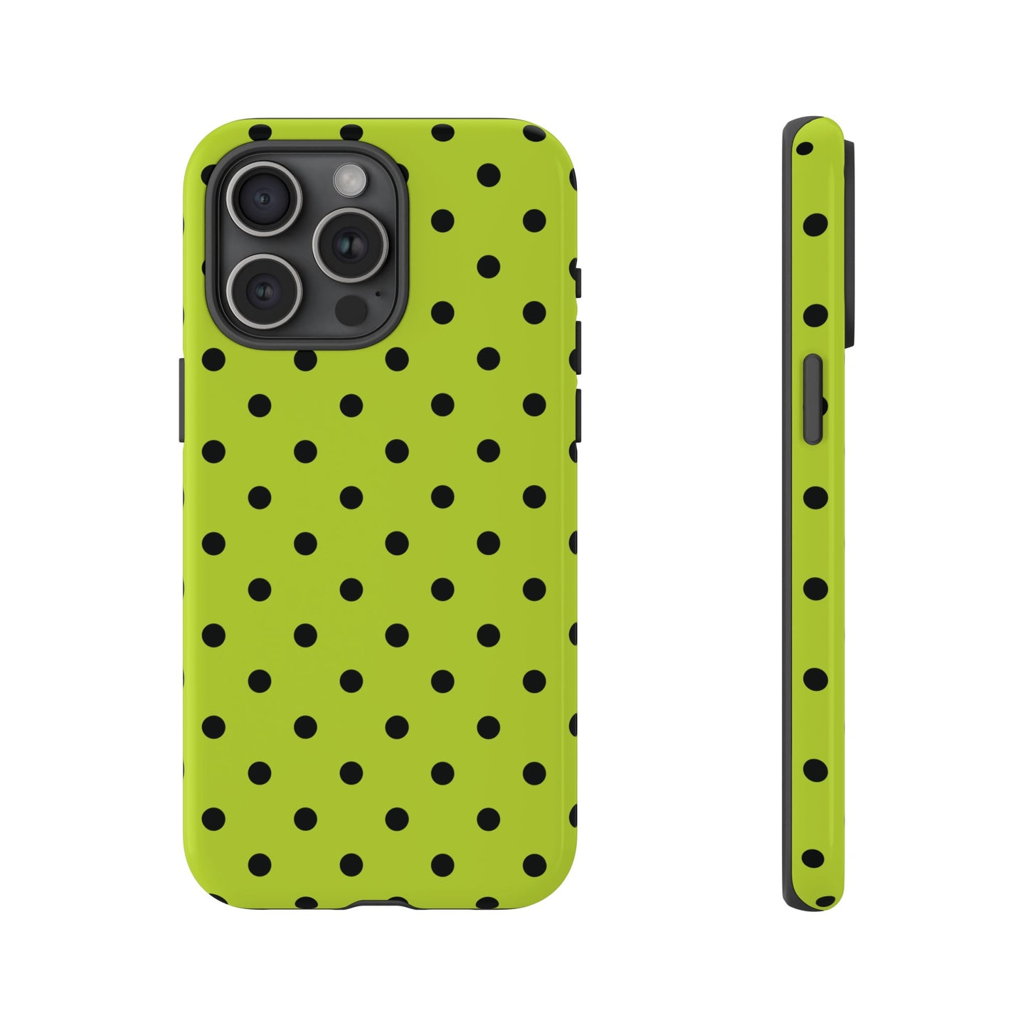 Trendy Neon Lime Green & Black Dot Pattern Phone Case