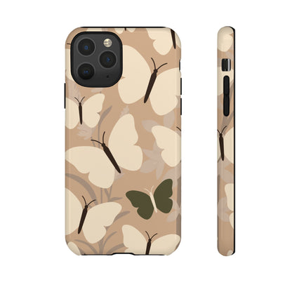 iPhone 11 Pro / Glossy Phone Case - Minimalist Beige Butterfly Pattern Phone Case