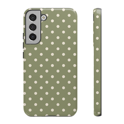 Samsung Galaxy S22 Plus / Glossy Phone Case - ’Green & White Dot Pattern’ Phone Case