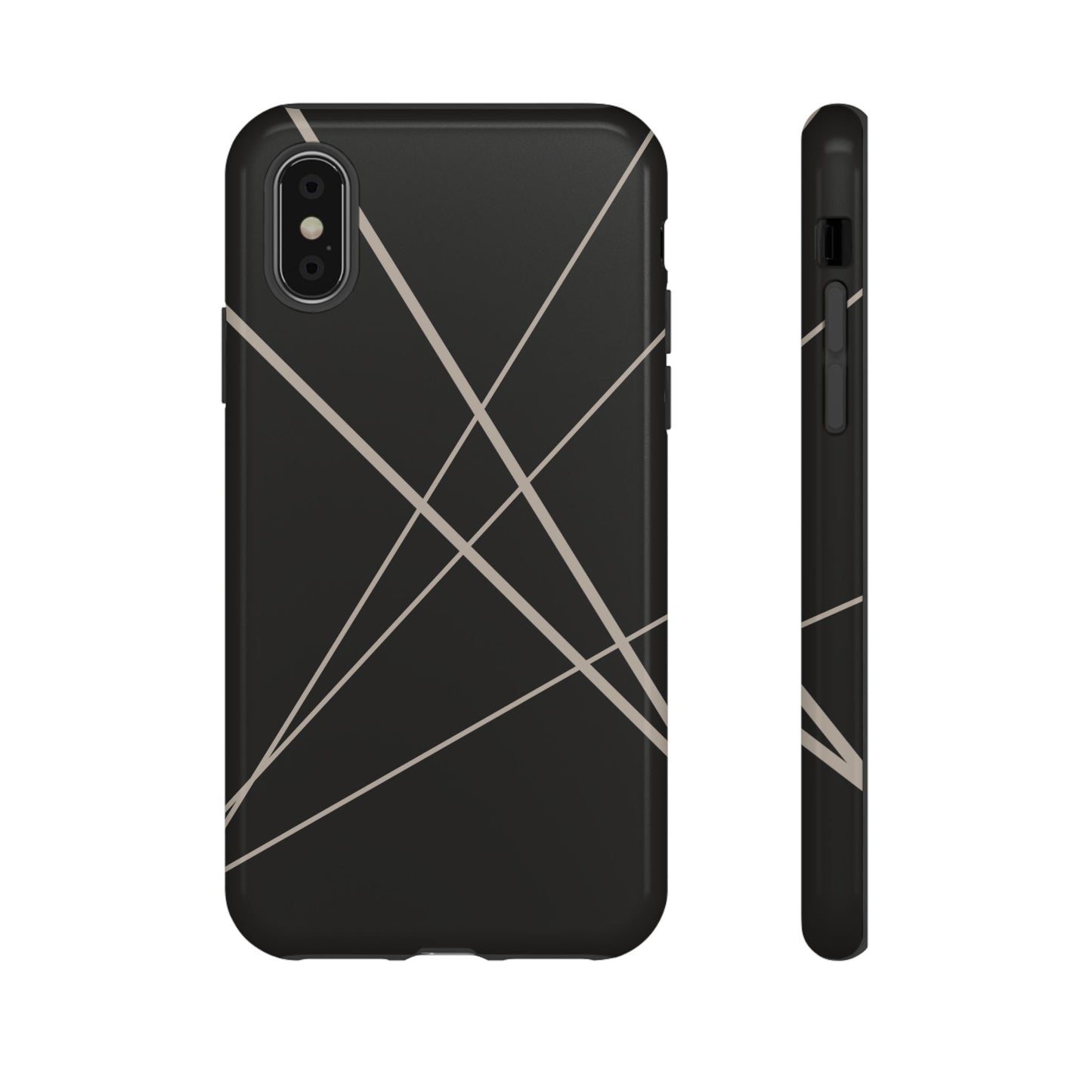 iPhone XS / Glossy Phone Case - Abstract Black with Grey Lines Phone Case