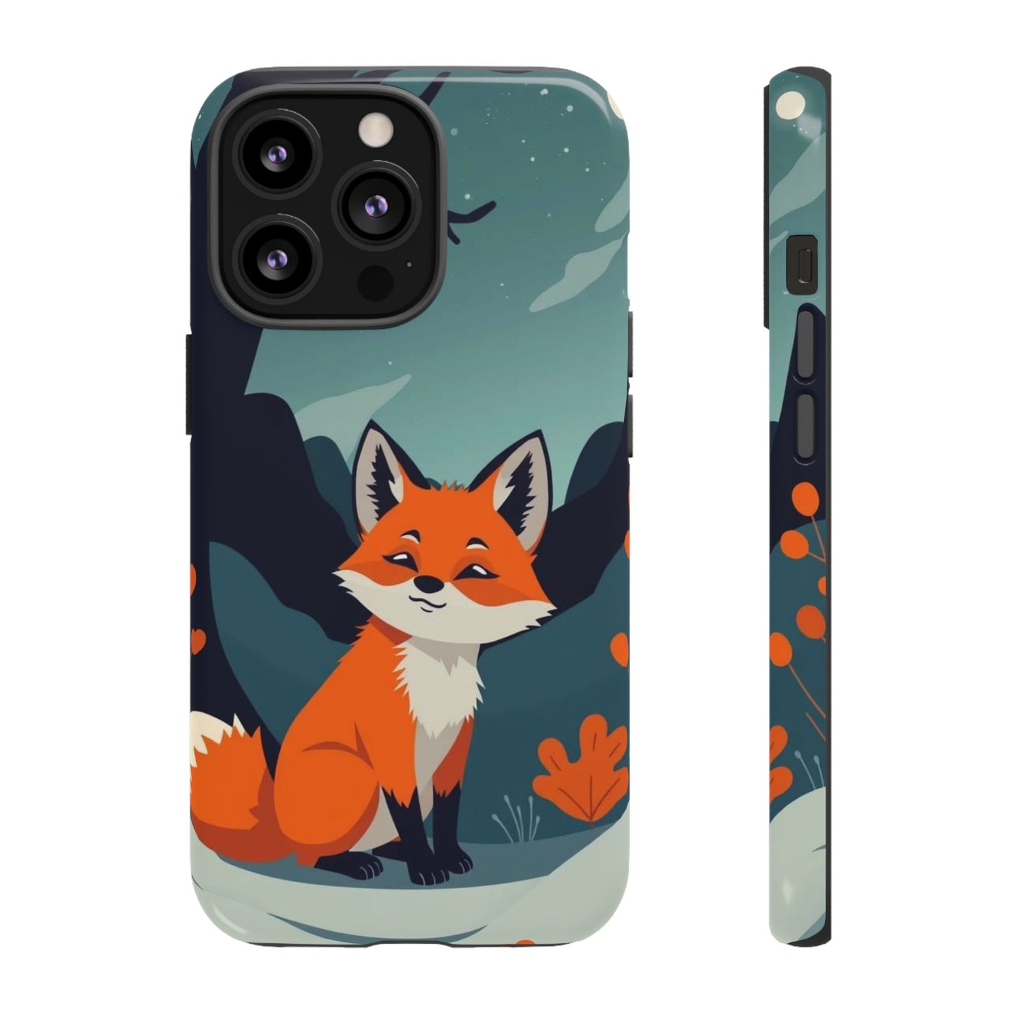 iPhone 13 Pro / Glossy Phone Case - Cute Fox Design Phone Case