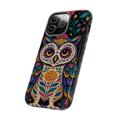 Vibrant Purple and Teal Calavera Owl Phone Case - Multicolor Phone Case