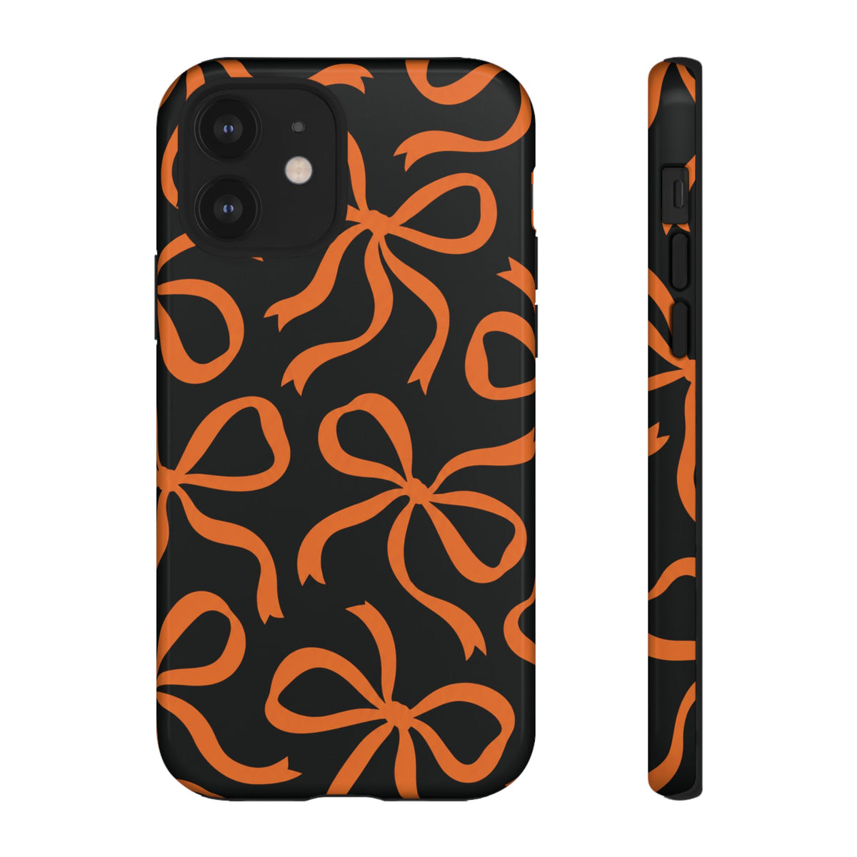 Bold Black and Burnt Orange Bow Pattern Phone Case