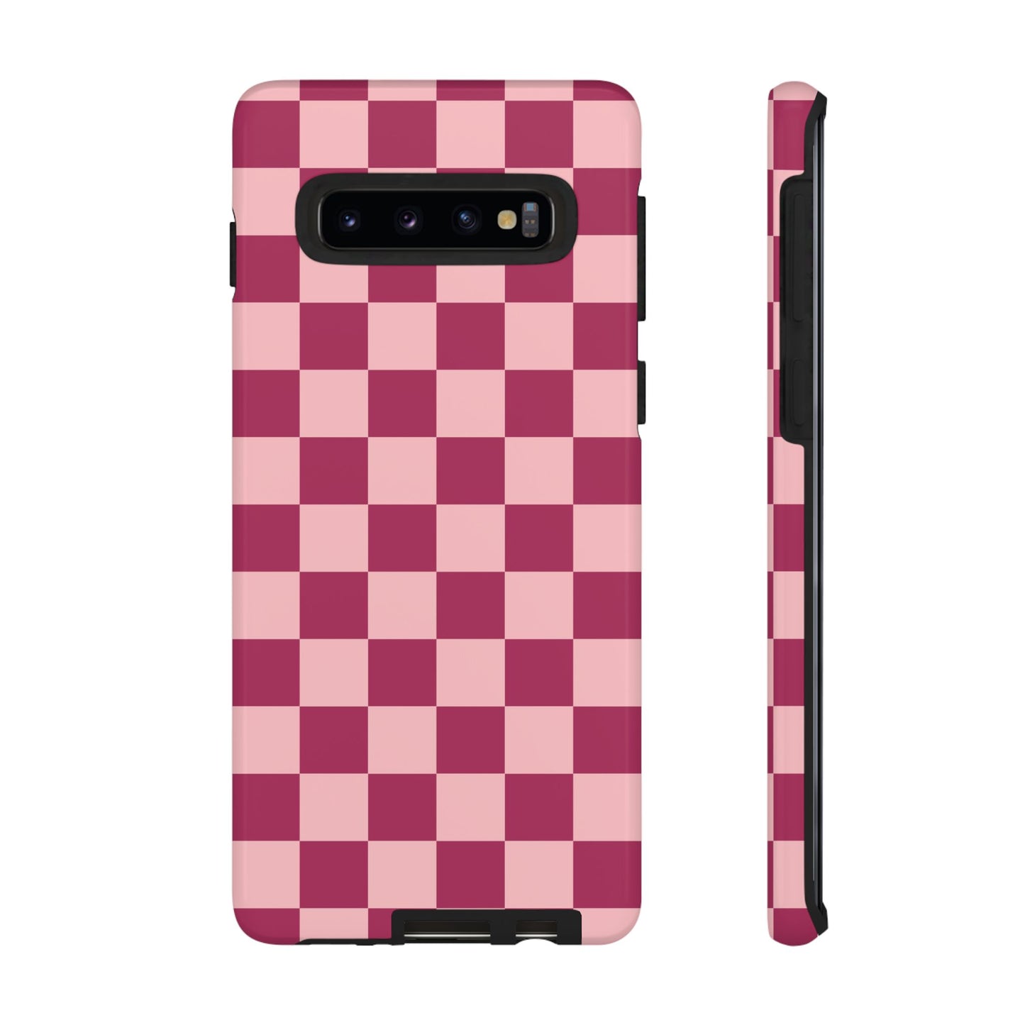Samsung Galaxy S10 / Glossy Phone Case - ’Pink Checkered Pattern’ Phone Case