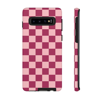 Samsung Galaxy S10 / Glossy Phone Case - ’Pink Checkered Pattern’ Phone Case