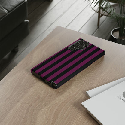 Trendy Plum & Black Stripe Pattern Phone Case - Purple Phone Case