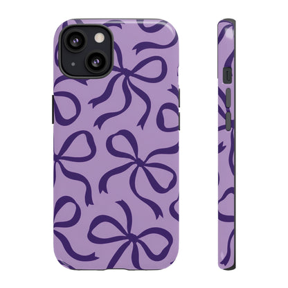 Bold Lilac and Deep Purple Bow Pattern Phone Case