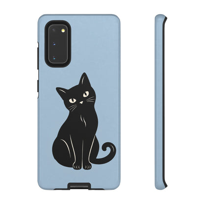 Minimalist Powder Blue & Black Cat Phone Case