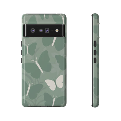 Google Pixel 6 Pro / Glossy Phone Case - Minimalist Mint Green Butterfly Pattern Phone Case