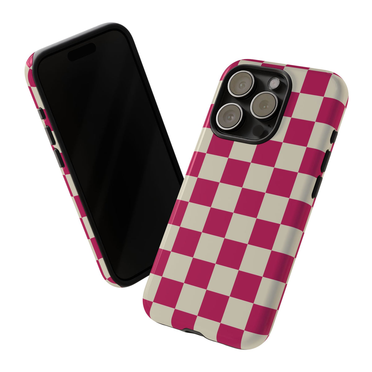 Pink & White Checked Pattern Phone Case - Pink Phone Case