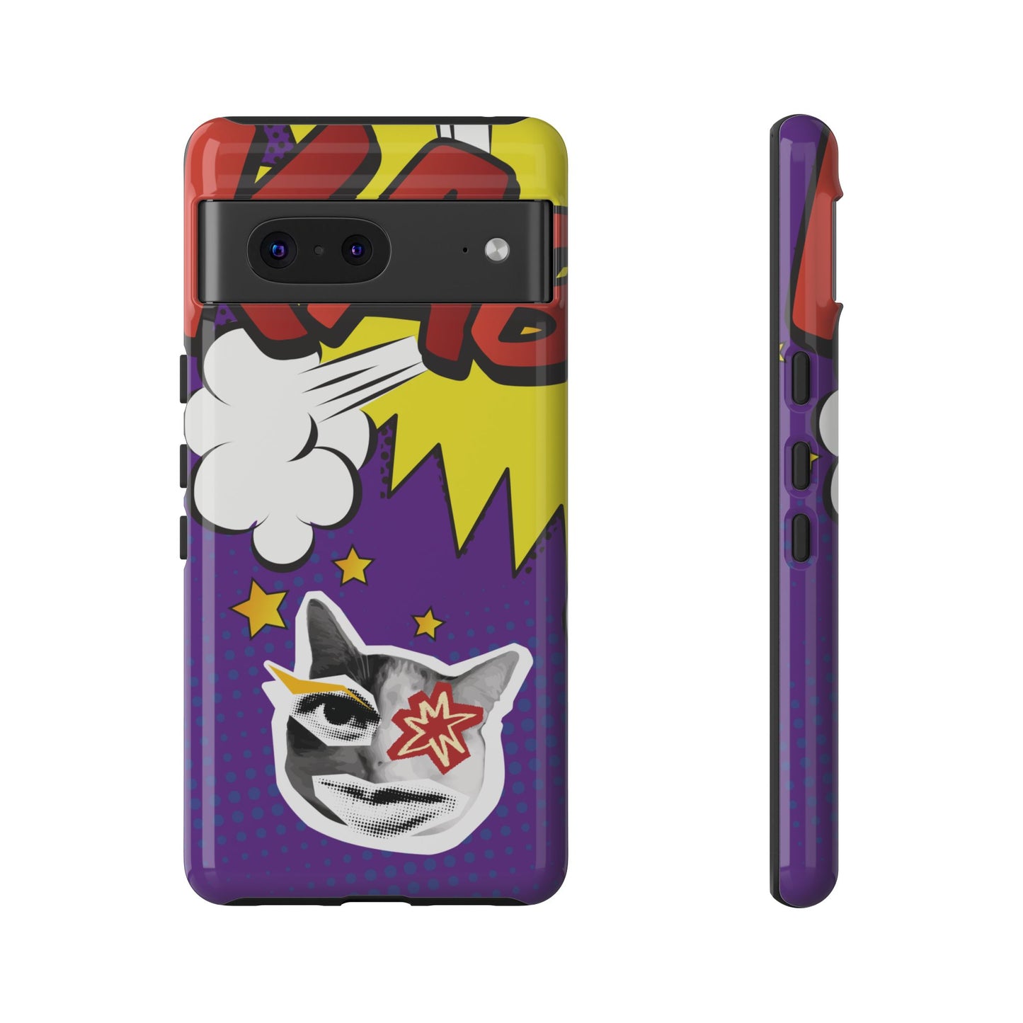 Bold Purple Pop Art Cat Phone Case - Purple Phone Case - Google Pixel 7 / Glossy