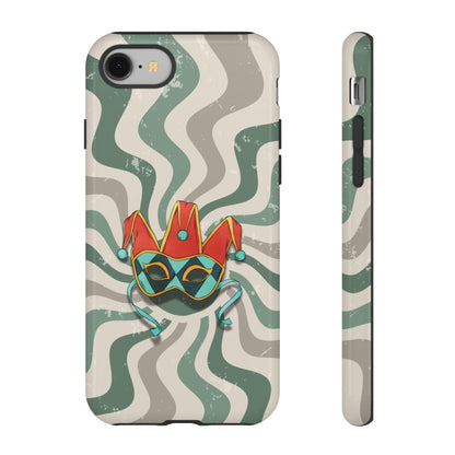 iPhone 8 / Glossy Phone Case - Venetian Jester Mask – Green Retro Soft Revival Phone Case