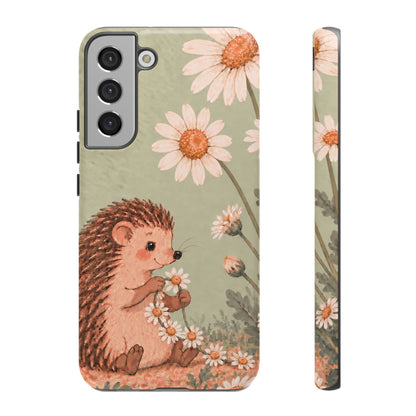 Whimsical Sage Green Hedgehog and Daisy Chain Phone Case - Green Phone Case - Samsung Galaxy S22 Plus / Glossy