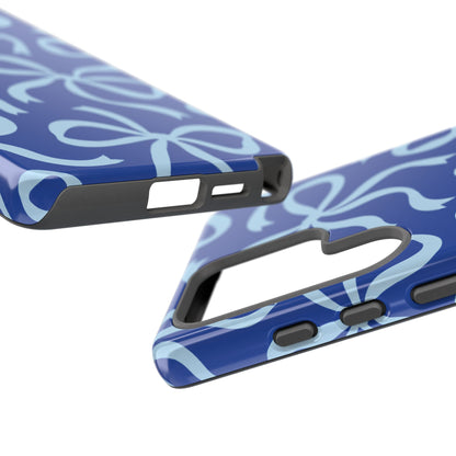 Bold Cobalt Blue and Powder Blue Bow Pattern Phone Case