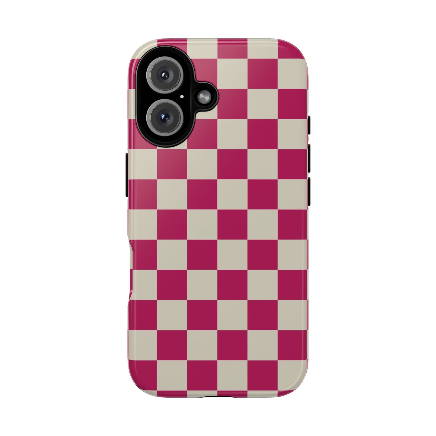 iPhone 16 / Glossy Phone Case - ’Pink & White Checkered Pattern’ Phone Case