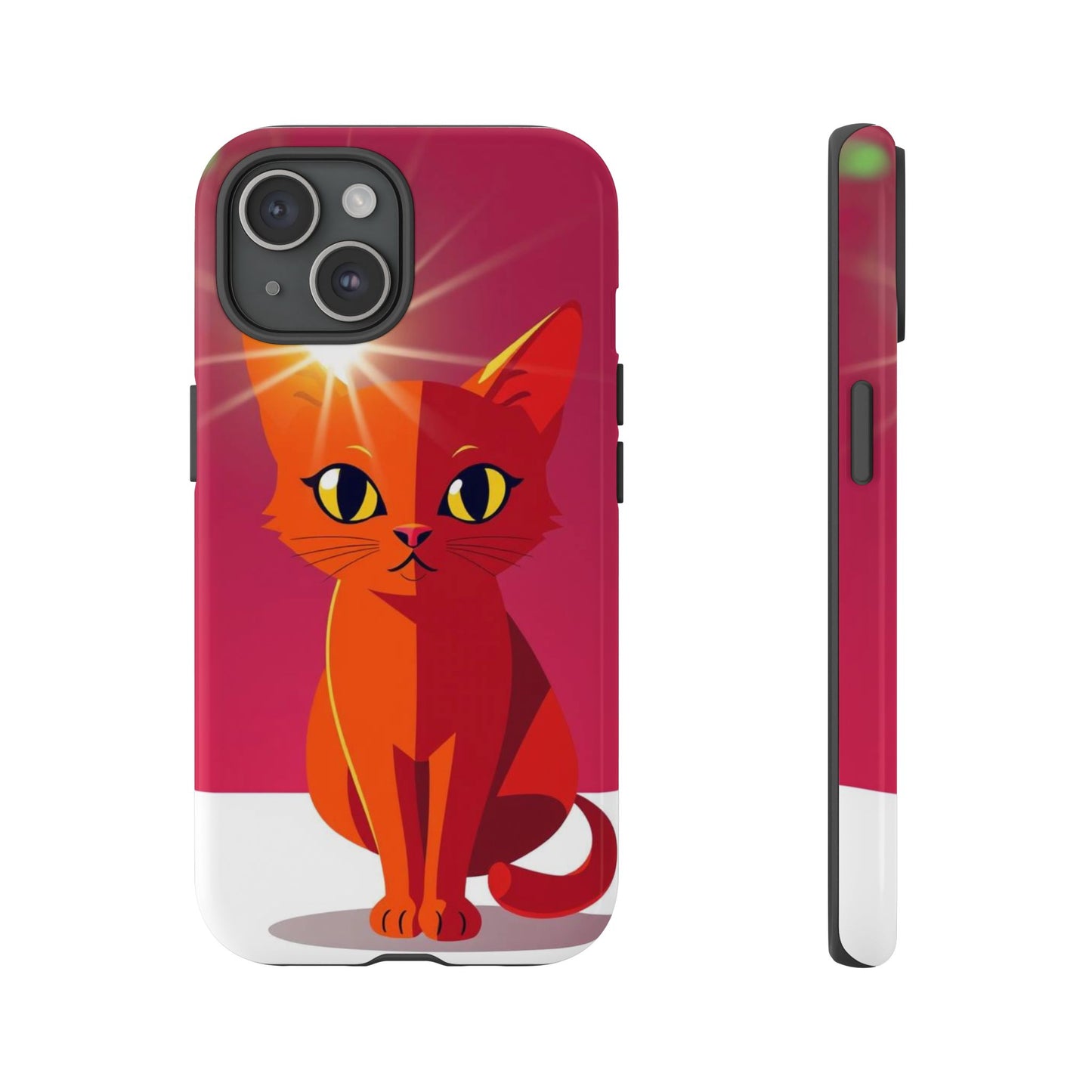 iPhone 15 / Glossy Phone Case - Flashing Cat Design Phone Case