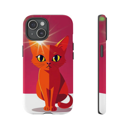 iPhone 15 / Glossy Phone Case - Flashing Cat Design Phone Case