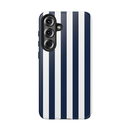 Samsung Galaxy S25 Plus / Glossy Phone Case - Simple Dark Blue & White Stripe Pattern Phone Case