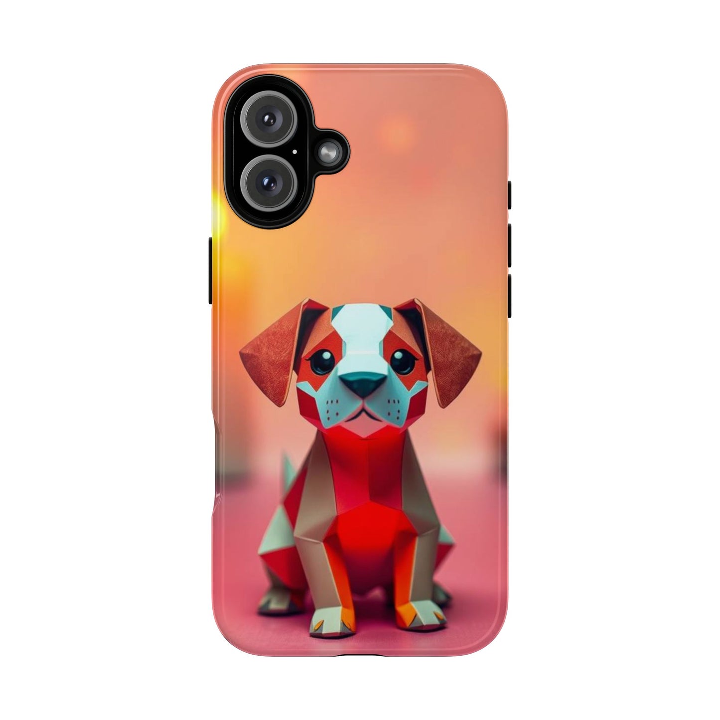iPhone 16 Plus / Glossy Phone Case - Origami Dog Design Phone Case