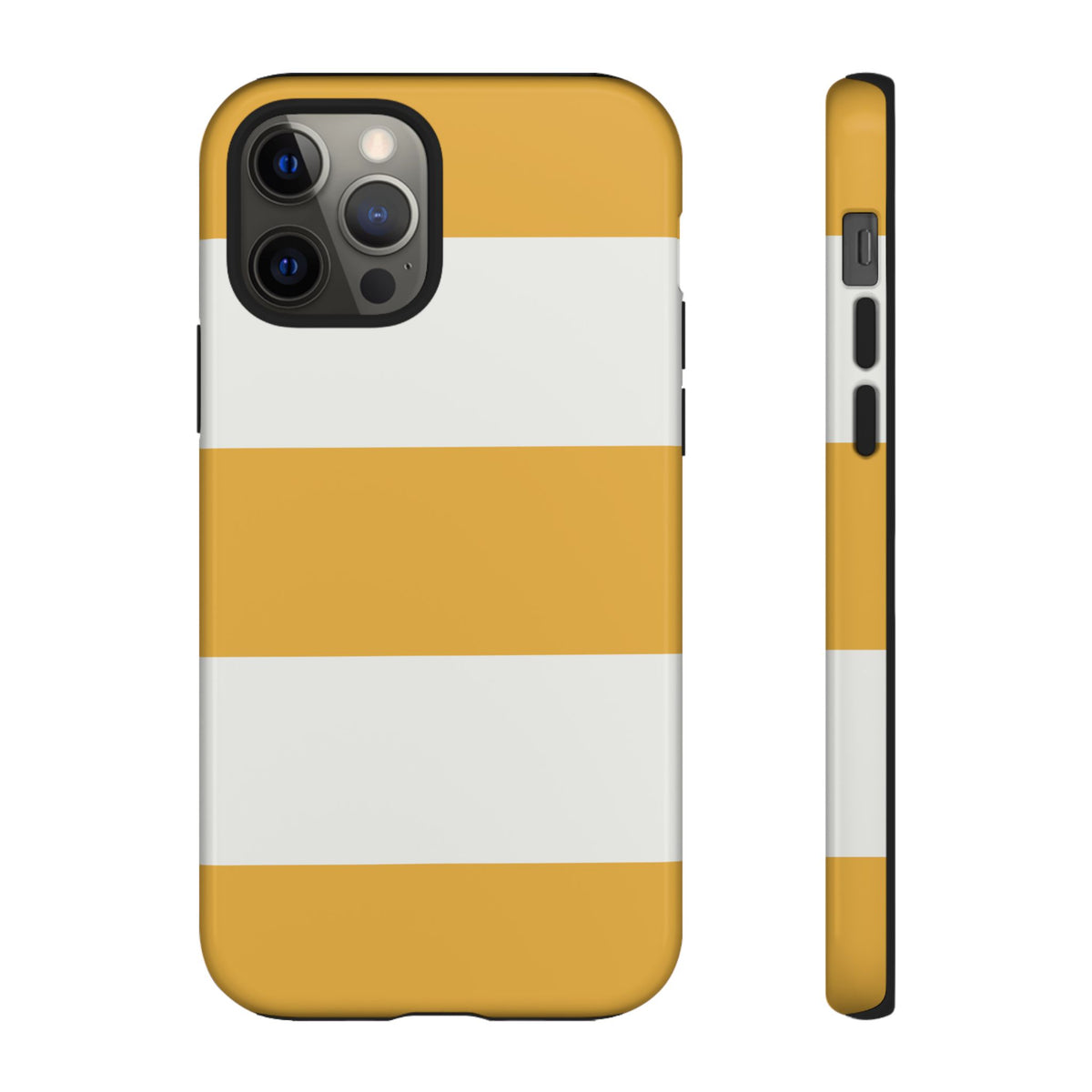 Yellow & White Horizontal Stripe Pattern Phone Case - Yellow Phone Case - iPhone 12 Pro / Glossy