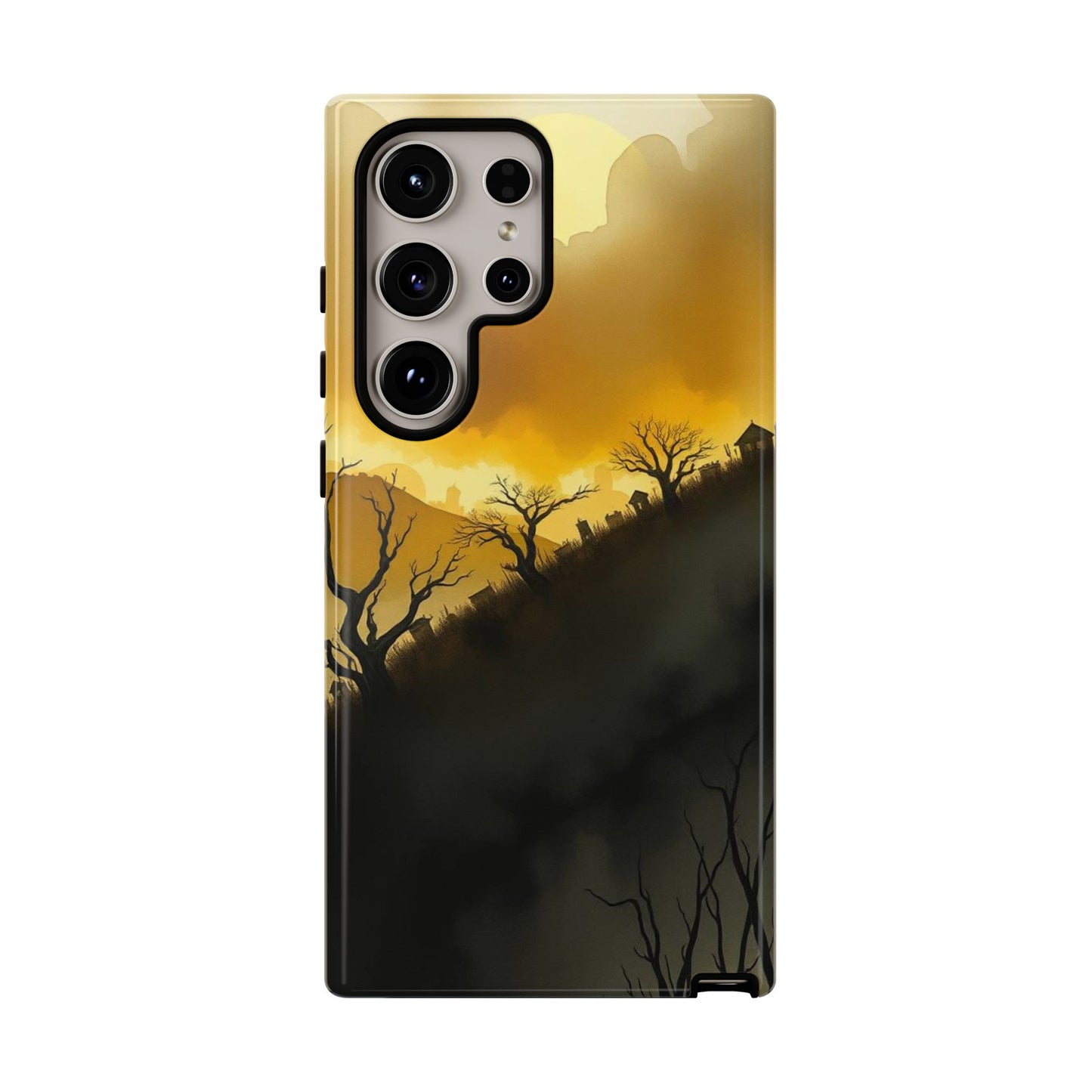 Samsung Galaxy S24 Ultra / Glossy Phone Case - Eerie Graveyard Watercolour Design Phone Case