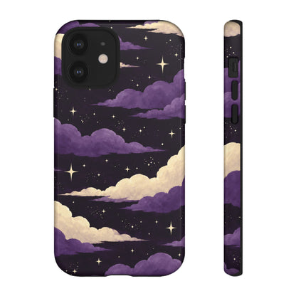 Illustrated Purple Clouds & Stars Phone Case