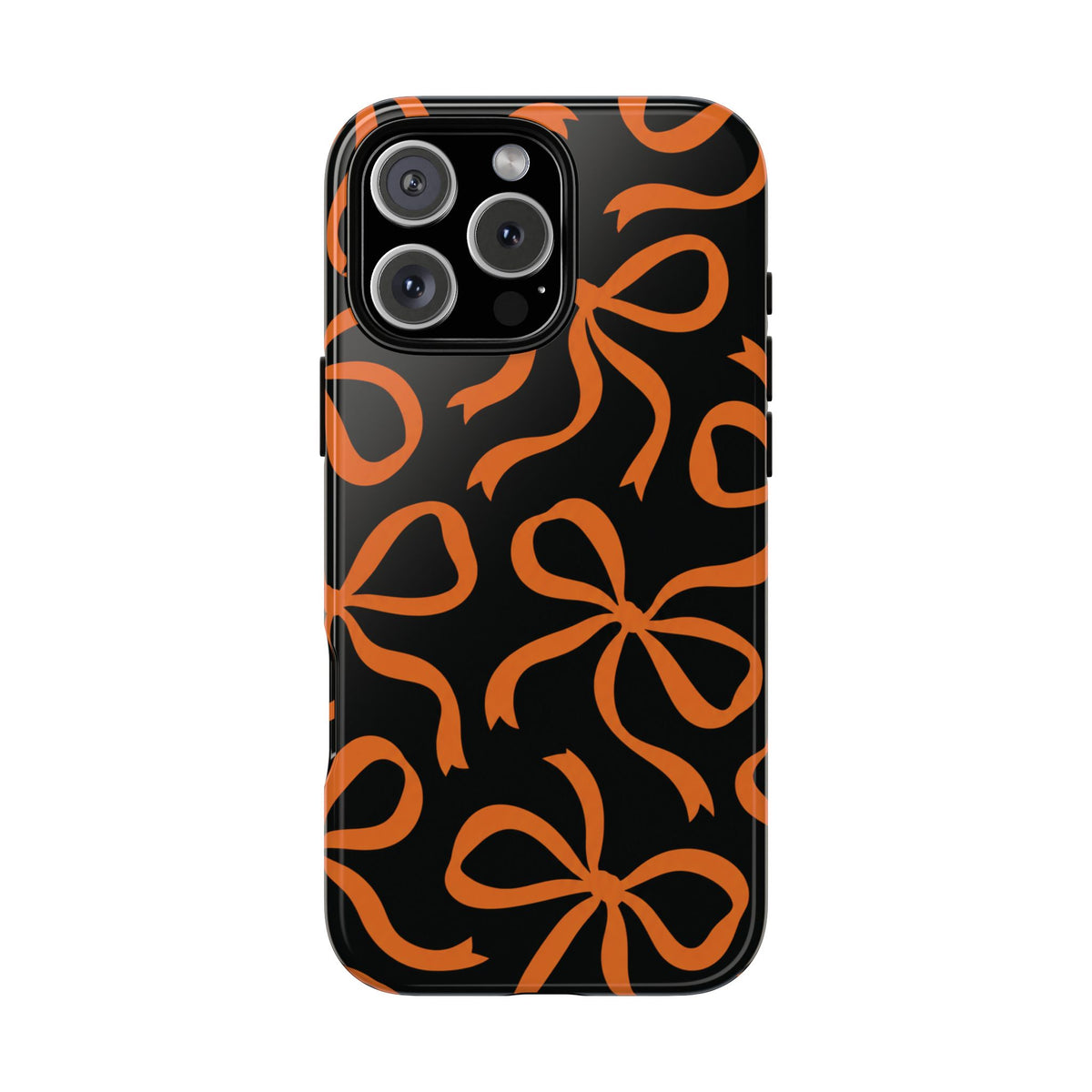Bold Black and Burnt Orange Bow Pattern Phone Case