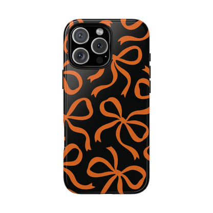 Bold Black and Burnt Orange Bow Pattern Phone Case
