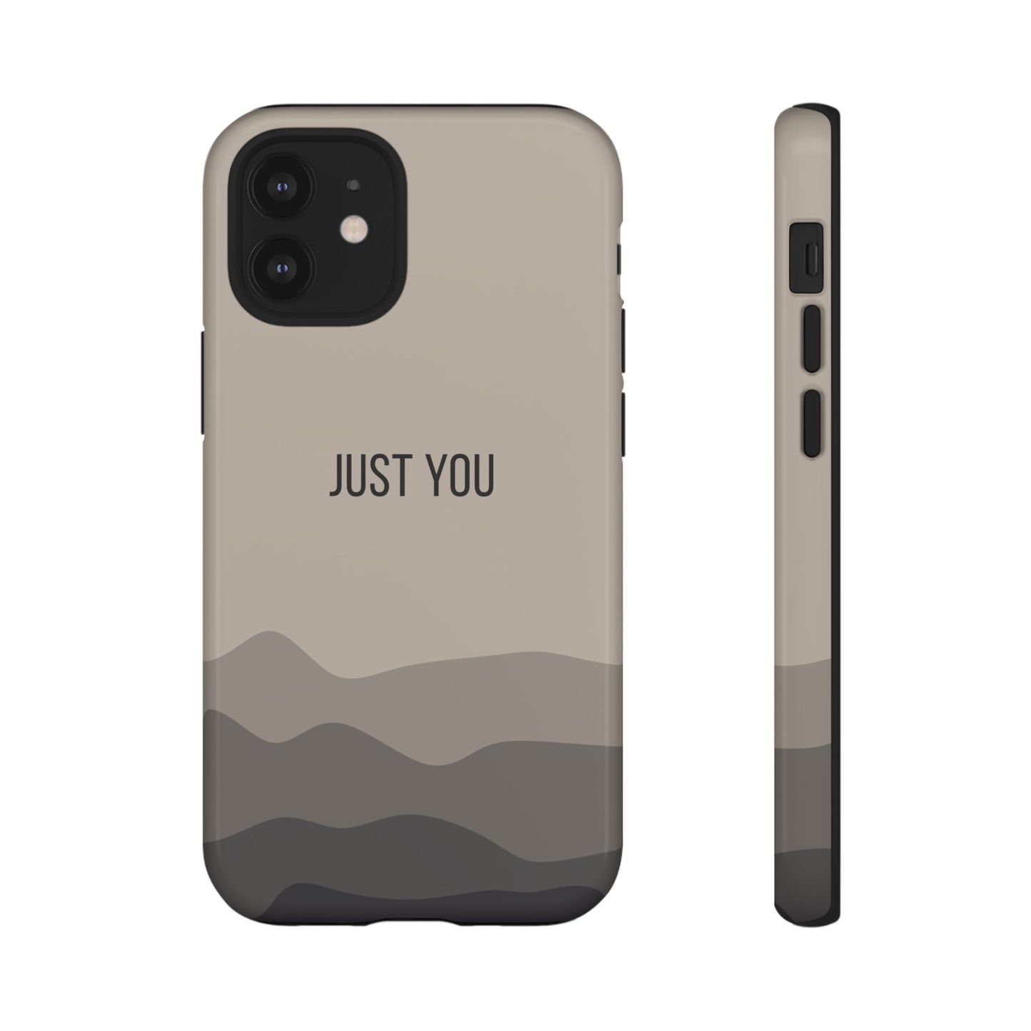 iPhone 12 Mini / Glossy Phone Case - Minimalist Beige Waves ’Just You’ Statement Phone Case
