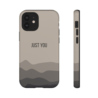 iPhone 12 Mini / Glossy Phone Case - Minimalist Beige Waves ’Just You’ Statement Phone Case