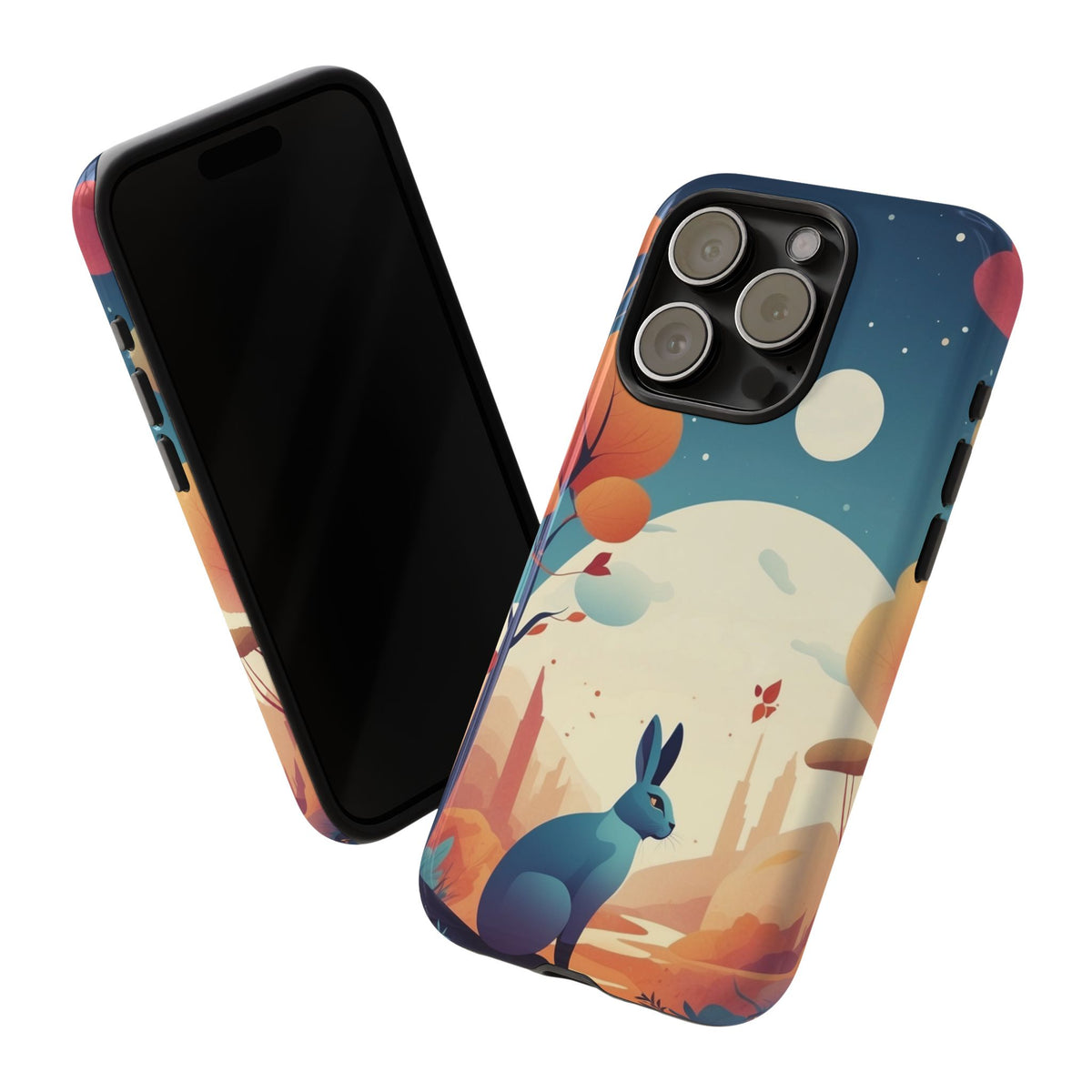 Stylised Blue Hare Design Phone Case - Multicolor Phone Case