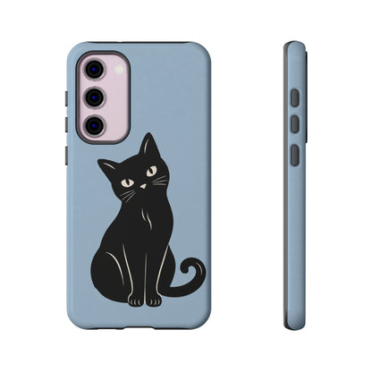 Minimalist Powder Blue & Black Cat Phone Case