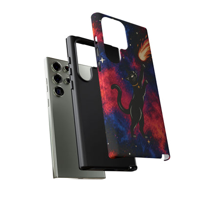 Whimsical Multicolour Celestial Black Cat Phone Case